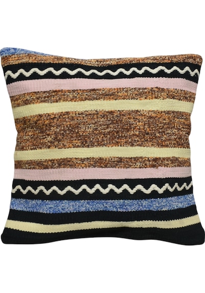 Zehra Abla Halı Yeni El Dokuma Dekoratif Kilim Kırlent Yastık Kılıfı 6810 Çok Renkli