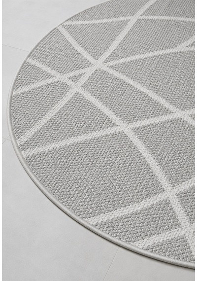 Modern Sisal 8002 Gri Krem Daire Leke Tutmayan Kaymaz Taban Salon Mutfak Koridor Balkon Halısı