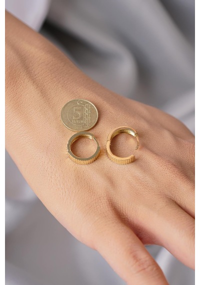 14 Ayar Altın Kalemli Halka Küpe - Kp5949 Sarı Altın