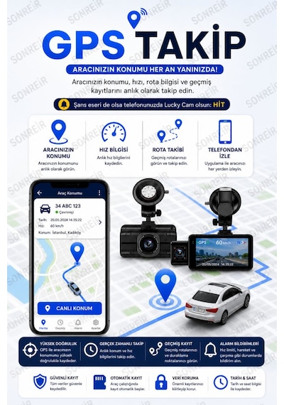 4k Araç Kamerası 3 Kameralı Ön-arka - İç Wifi Gps Park Modu Gece Görüşlü Araç İçi Kamera F6 Dash Cam