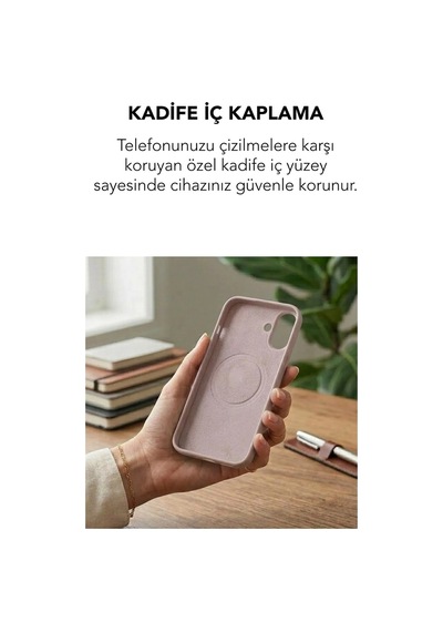 Apple İphone 16 Uyumlu Magsafe Lansman Silikon Kılıf Pudra