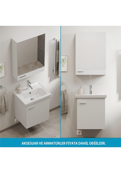 Aqua Bagno Basic Alt Dolap + Üst Dolap -lavabo Dahil-beyaz ,50 Cm. 3 Parça Beyaz Aqua Bagno Basic Alt Dolap + Üst Dolap -lavabo Dahil-beyaz ,50 Cm. 3 Parça Beyaz