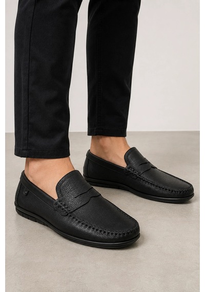 Ht Hotin Pulsar İç Dış Hakiki Deri Erkek Loafer Ayakkabı Gün Boyu Konforlu Ve Rahat Model - Siyah Ht Hotin Pulsar İç Dış Hakiki Deri Erkek Loafer Ayakkabı Gün Boyu Konforlu Ve Rahat Model - Siyah