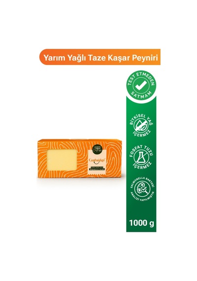 Canbakkal Yarım Yağlı Taze Kaşar Peyniri Kahvaltılık Peynir 1 KG