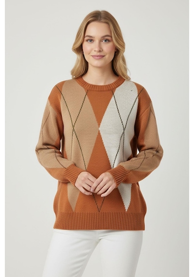 Ftz Women Kadın Baklava Desenli Kazak Kiremit 25094 Kiremit Ftz Women Kadın Baklava Desenli Kazak Kiremit 25094 Kiremit