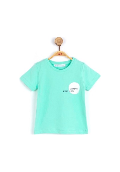 Erkek Bebek Pamuklu, Rahat Kalıp Arka Baskılı Tshirt-6968-yeşil Yeşil
