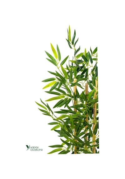 Yapay Çiçekçiniz 2 Adet Gri Saksıda Çim Detaylı 100 Cm Yapay Benjamin Ve Yapay Bambu Ağacı