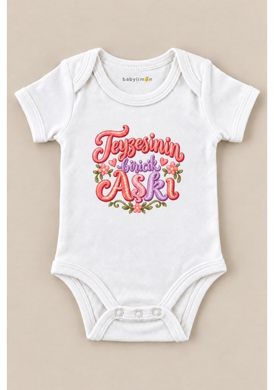 Babylimon Teyzesinin Biricik Aşkı Beyaz Kısa Kollu Çıtçıtlı Bebek Zıbını Beyaz - 930083955 Beyaz