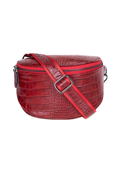 Blooming Bag Alora Verdant Croc Deri Bel Çantası Kırmızı