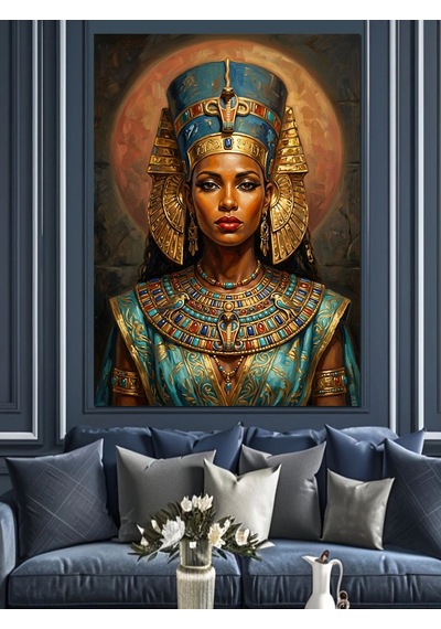 Mısır Kraliçesi Nefertiti Antik Portresi Dekoratif Kanvas - Mdf Ahşap Tablo