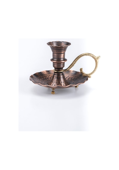 2'li Set Gaziantep Bakır Şamdan Set Şamdan-mumluk Set El İşlemesi Dövmesi Yük:9,5 Cm Kalınlık:0,80mm Eskitme Bakır Rose