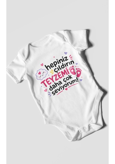 Morivokids Teyzeye Özel Kısa Kollu Bebek Body %100 Pamuk Zbn198-kk Beyaz