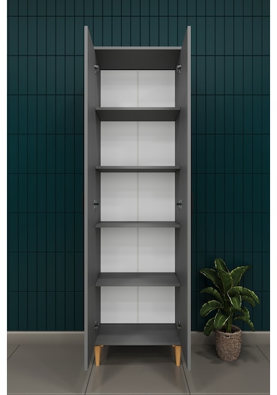 Modern 2 Kapaklı Çok Amaçlı Mutfak Banyo Dolabı %100 Mdf Erzak Kiler Dolabı Fd03 Kül Gri