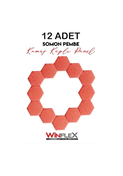 Winflex 12'li Altıgen Akustik Kumaş Panel 17x20 Cm Somon