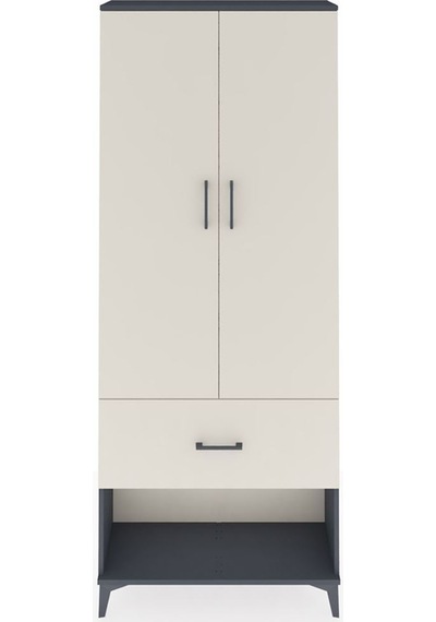 Arges Dolap 2 Raflı Tek Çekmeceli Tek Askılı 88x30x221 Antrasit-aytaşı Antrasit