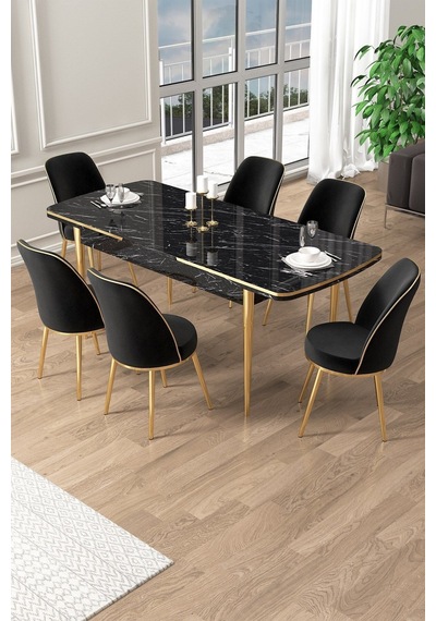 Canisa Pale Serisi 80x132 Açılabilir Siyah Mermer Desen Mutfak Masa Takımı 6 Siyah Sandalye Gold Detay Masa Siyah Mermer Desen Sandalye Siyah Gold Ayak Canisa Pale Serisi 80x132 Açılabilir Siyah Mermer Desen Mutfak Masa Takımı 6 Siyah Sandalye Gold Detay Masa Siyah Mermer Desen Sandalye Siyah Gold Ayak