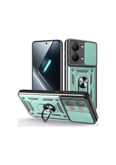Xiaomi Poco X8 Pro Max İle Uyumlu Kılıf Magnetik Standlı Kamera Korumalı Sürgülü Kapak Yeşil