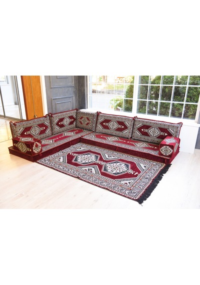 Şark Köşesi Takımı Konsepti Saraylı Bordo Modeli Koltuk Takımı Sünger Dahil (10 Parça)