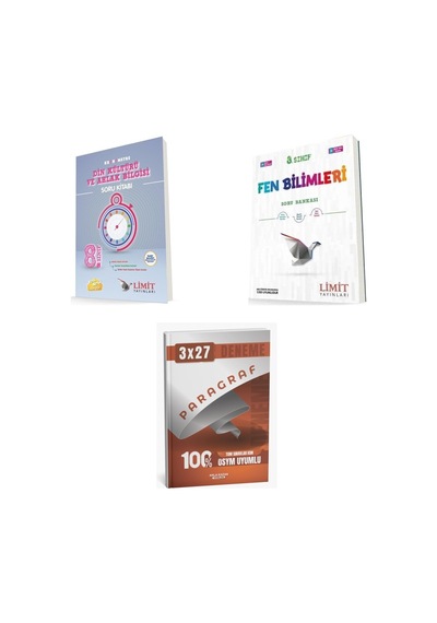 2027 Limit 8. Sınıf Din Kronometre Kültürü Ve Ahlak Bilgisi + Fen Lgs Bilimleri Soru + Ankapade 3'lü Set