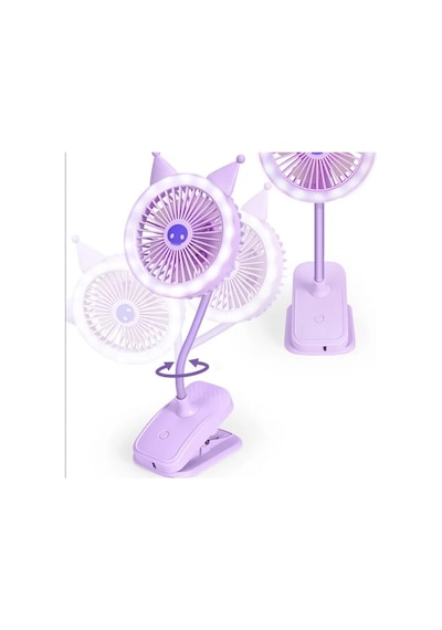 Mandallı Bebek Arabası Fanı Şarjlı Led Işıklı Klipsli Vantilatör Masaüstü Soğutucu Fan