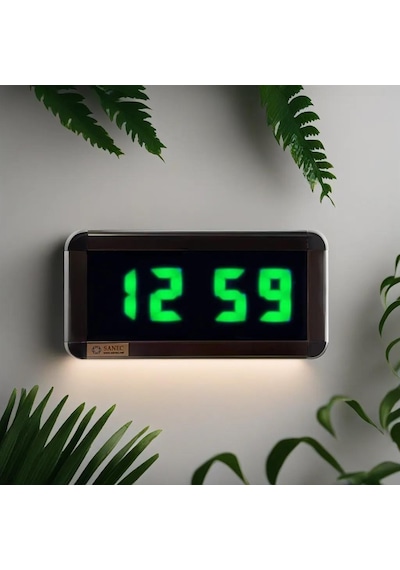 Dijital Led Duvar Ve Masa Saati - Yeşil Kasa Ölçüleri: 7x17 Cm
