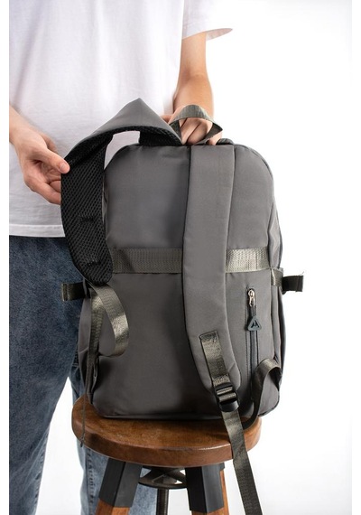 Ventis Unisex Set Okul Çantası Kalemlikli 2'li Lise Ortaokul Sırt Çantası 43 30 Cm Çok Cepli Vnt7-g Gri