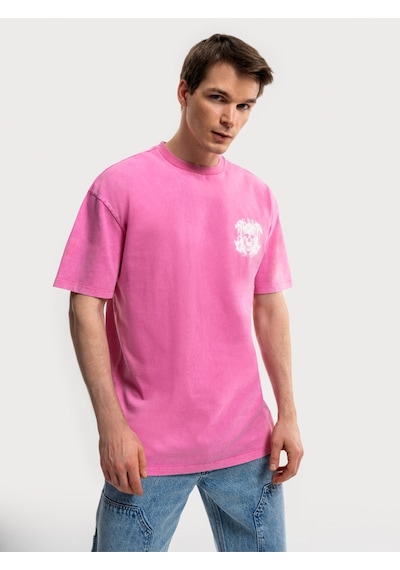 Oversize Fit Erkek Tshirt K.kol Pembe