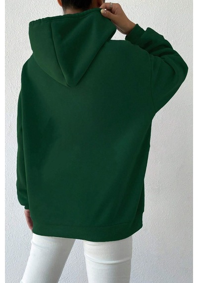 Uyguntarz Mood Baskılı Unisex Oversize Sweatshirt Yeşil