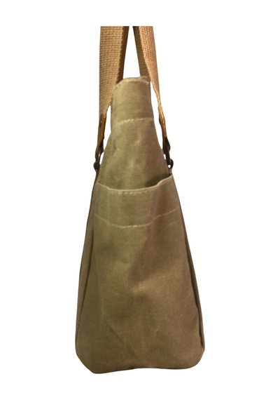 Vintage Salaş Design Su Geçirmez Kanvas Deri Günlük Okul Gezi Omuz Kol Çantası 35x28cm Camel