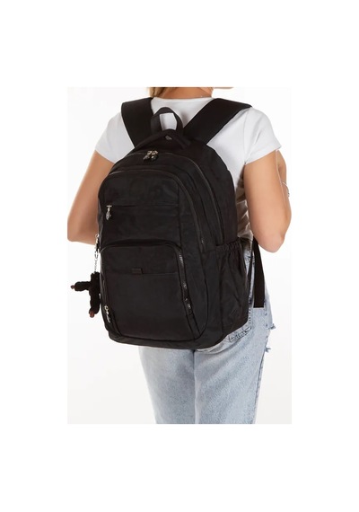 Bizoon Np288 Unisex Su Geçirmez Kumaş Günlük Okul Seyahat Siyah Sırt Çantası