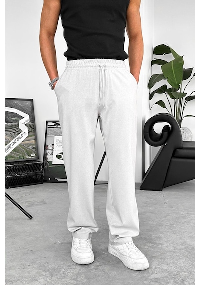Açık Gri Dokulu Soft Jogger Pantolon Açık Gri