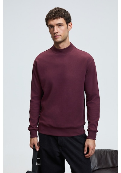 Grımelange QUILLA Erkek Yarım Balıkçı Basic Bordo Sweatshirt