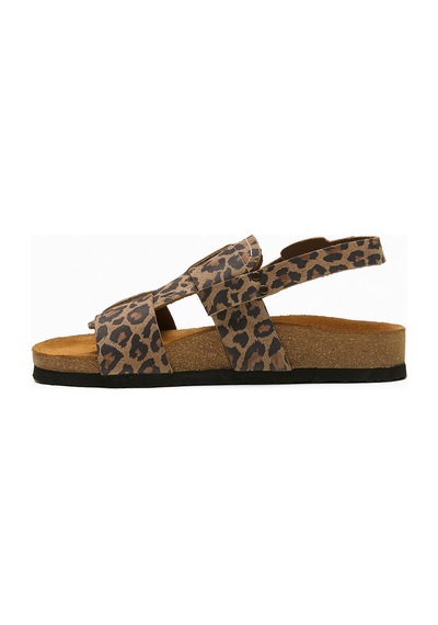Comfortfusse Likya - Erkek Ortopedik Hakiki Deri Sandalet Leopar Baskılı Deri