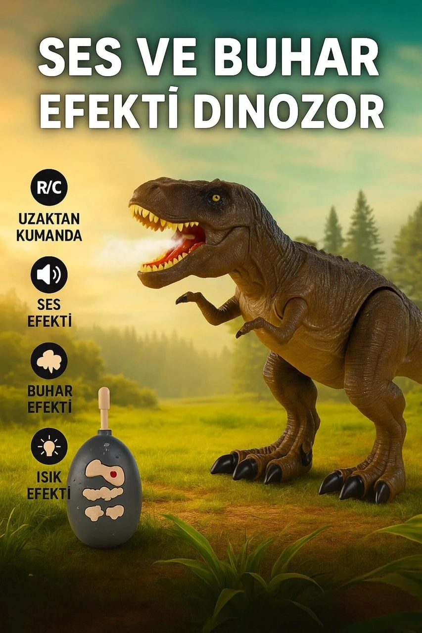 Seher Oyuncak 2.4 Ghz Uzaktan Kumandalı Işıklı Pilli Ağzından Duman Atan Dinozor Item Kod : Sh40653