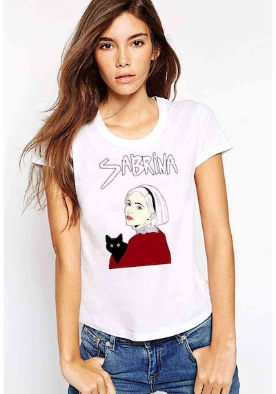 Chilling Adventures Of Sabrina Sabrina & Cat Kadın Beyaz Tshirt