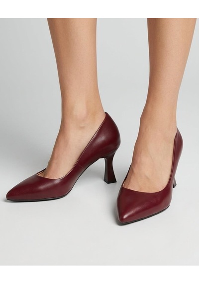 Nesilshoes Nesil Shoes Özma 7021 Bordo Topuklu Kadın Stiletto
