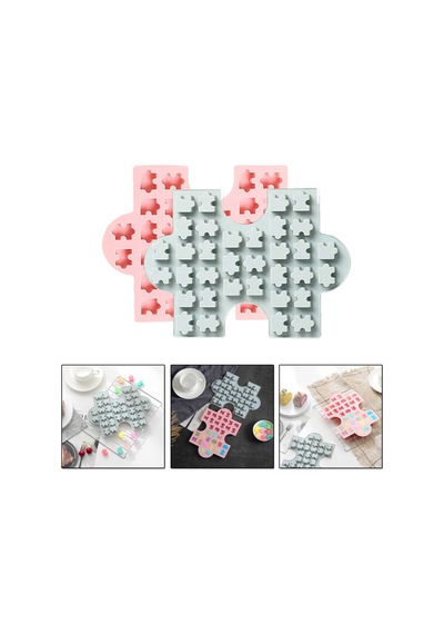 Silikon Kek Kalıp Çikolata Puzzle Şekilli Minik Puzzele Kalıbı Şeker Hamuru Jelibon Kalıbı Çok Renkli