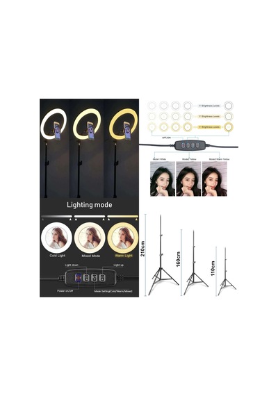 10 Inç Ring Light 5500k Youtuber Led Işıklı 2.1 Metre Tripod Selfie Makyaj Işığı