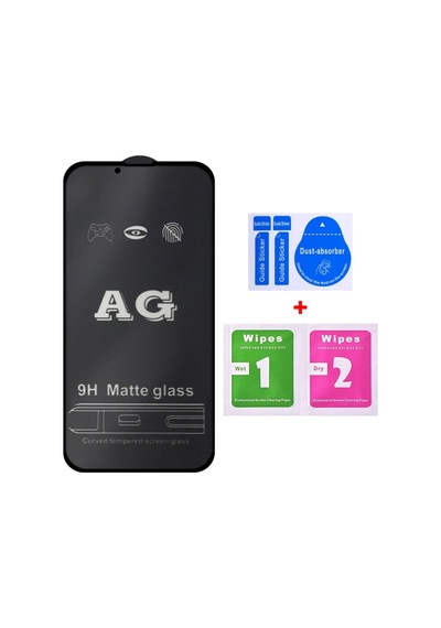 Ally Apple Uyumlu   iPhone 13 Pro Max 6.7Inç Full Glue Matte Tempered Cam Ekra Siyah