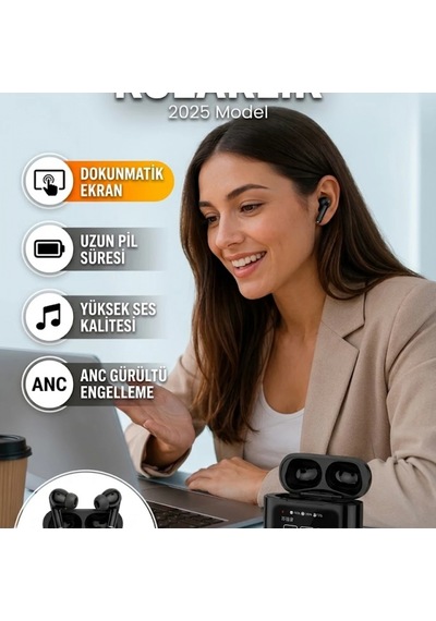 Dokunmatik Oled Ekranlı Bluetooth Kulaklık Kablosuz Şarj Ve Powerbank Kutulu 00