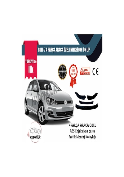 Volkswagen Golf 7 Aksesuar PianoBlack 4 Parça Tampon Ek Ön Lip