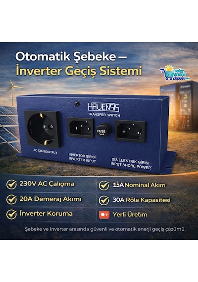 Havensis Hts-230-15a Otomatik Transfer Switch 230v İnverter Şebeke Geçiş Modülü