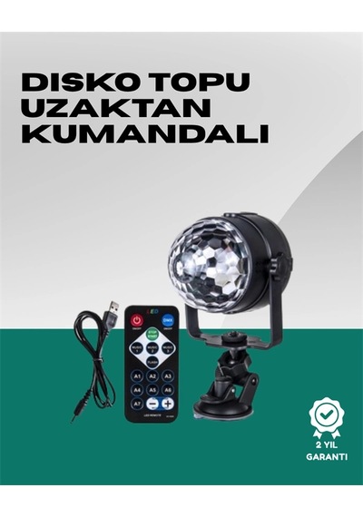 7 Farklı Aydınlatma Modu Ve Ses Sensörlü Disko Topu Lambası .