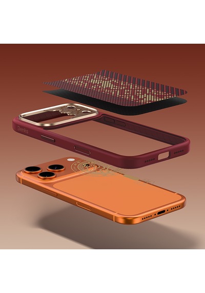 İphone 17 Pro Kılıf M-safe Uyumlu Karbon Fiber Benks Knight Armorpro Kevlar Kapak Kırmızı
