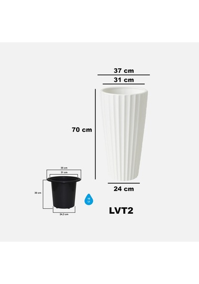 Lilyum Vazo Saksı 2 No Beyaz