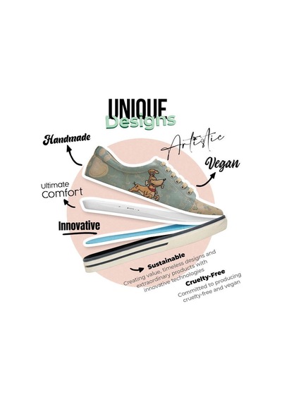 Kadın Vegan Deri Yeşil Sneakers - Sleeping Dogs Tasarım Çok Renkli