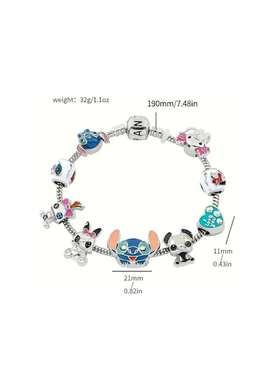 Yeni Tarz , Disney Sevimli I Love You Aşk , Sevgi Charmlı Bileklik, Ahşap Kutu İçerisinde Gümüş Gümüş