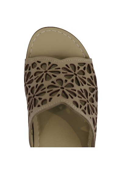 Napa Shoes Rahat Kalıp Lazer Detaylı Hakiki Deri Kadın Dolgu Topuk Terlik Napa-226l 164