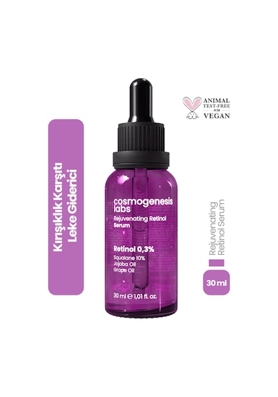 Cosmogenesis Labs %0.3 Retinol Serum 30ml -  ve Leke  Canlandırıcı  Vegan (%10 Skualen)