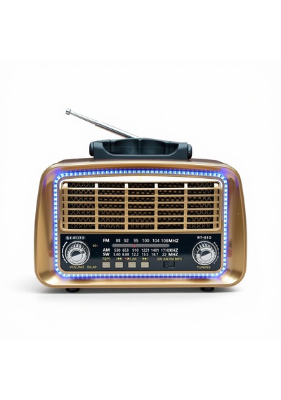 Rt-610 Nostaljik Güneş Panelli Radyo,ledli Trend Tasarım Bluetooth Nostalji Radyo